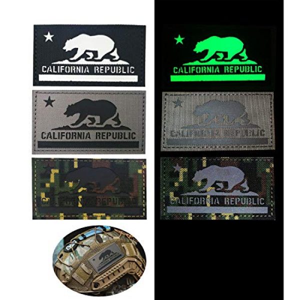 ODSP Airsoft Morale Patch 6 Reflective California State Flag Patch Tactical Military Morale Patches for Hats, Jeans, Jackets, Vest, Coat, Clothes - Fastener Hook and Loop Backing - 3.54 x 1.97Inch