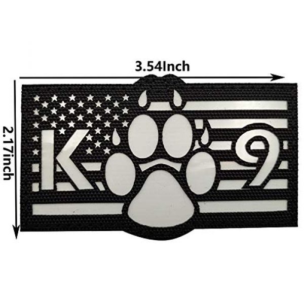 APBVIHL Airsoft Morale Patch 2 Glow in Dark USA Flag K9 Dog Handler Paw K-9 Tactical Morale Fastener Patch, Hook and Loop Backing for Harness Vest, Bundle 2 Pieces, 3.54 x 2.17 Inch