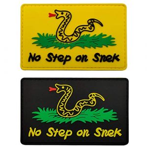 ODSP Airsoft Morale Patch 1 No Step On Snek Military Morale PVC Patch, Tactical Emblem Badges Appliques Hook and Loop Fasteners Backing, 3.15 x 1.97 Inch, Bubble of 2 Pieces