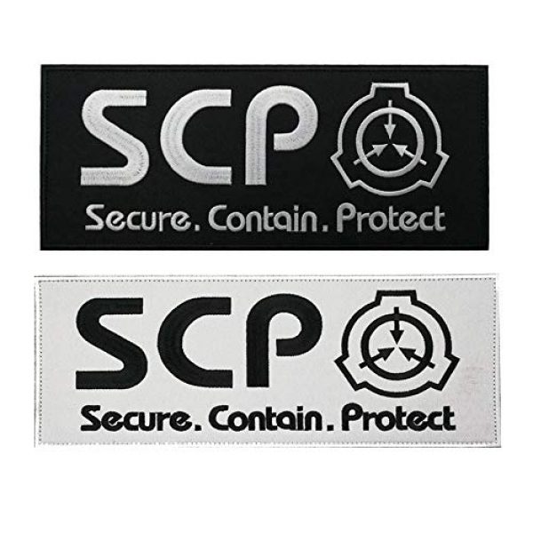 APBVIHL Airsoft Morale Patch 1 2 Pack Large Size SCP Foundation Secure Contain Protect Embroidered Patches, Tactical Military Morale Badges Decorative Appliques with Fastener Hook and Loop Backing