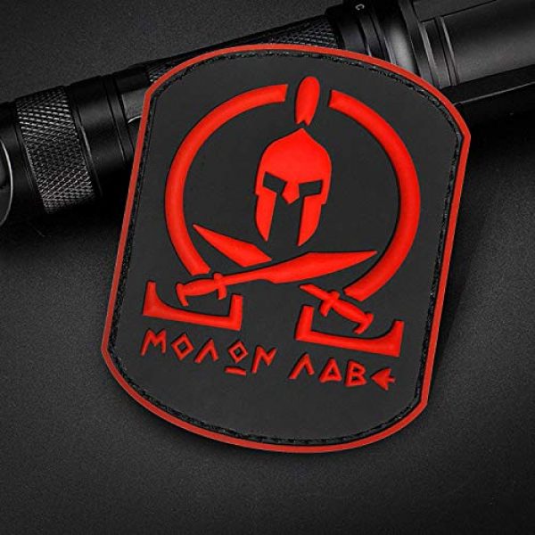 Morton Home Airsoft Morale Patch 2 Morton Home Molon Labe Fastener Patch | Airsoft Paintball Tactical Military Rubber Badges PVC Rubber 3D Morale (Red)