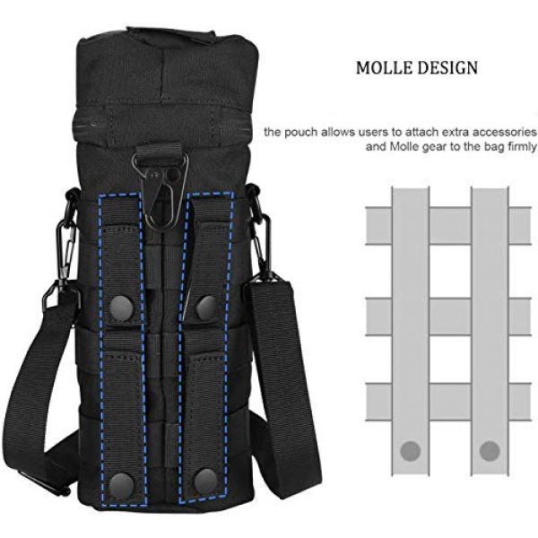 JASLITE Tactical Pouch 5 JASLITE Water Bottle Pouch, Upgraded 1000D Nylon Tactical Military MOLLE H2O Pouch Bottle Holder Hydration Carrier,Detachable Shoulder Strap for Backpack Camping Travel Outdoor Activities