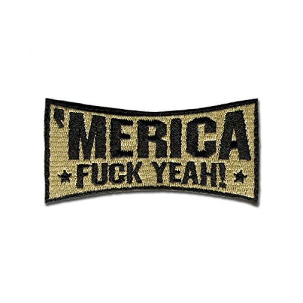 BASTION Airsoft Morale Patch 1 BASTION Morale Patches ('Merica, Tan) | 3D Embroidered Patches with Hook & Loop Fastener Backing | Well-Made Clean Stitching | Military Patches Ideal for Tactical Bag, Hats & Vest