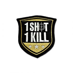 BASTION Airsoft Morale Patch 1 BASTION Morale Patches (One Shot One Kill, ACU) | 3D Embroidered Patches with Hook & Loop Fastener Backing | Well-Made Clean Stitching | Military Patches for Tactical Bag, Hats & Vest