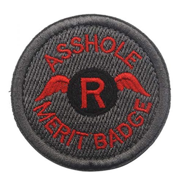 ShowPlus Airsoft Morale Patch 1 ShowPlus Asshole Merit Badge Morale Tactical Embroidered Patch (Gray & Red)