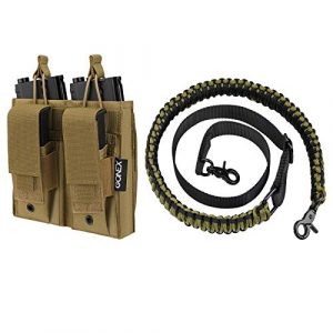Gonex Tactical Pouch 1 Gonex Double Molle Mag Pouch with Upgraded Rifle Sling Adjustable Strap with Swivel Hook for Hunting