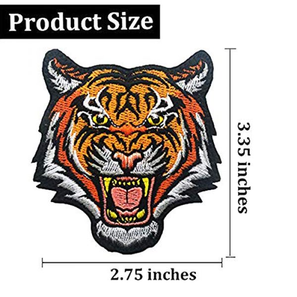 EZWOO Airsoft Morale Patch 2 Decoration Patch, The Roaring Bengal Striped Tiger Sew On Hook & Loop Embroidered Badge for Clothing Repair Backpack Jeans