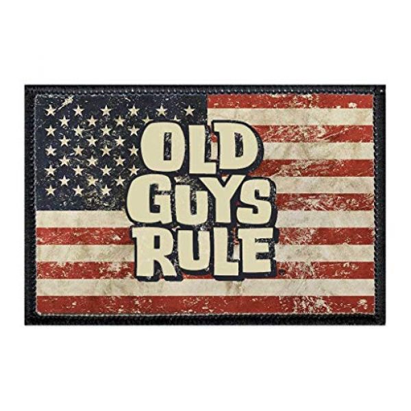 P PULLPATCH Airsoft Morale Patch 1 Old Guys Rule - American Flag Morale Patch | Hook and Loop Attach for Hats, Jeans, Vest, Coat | 2x3 in | by Pull Patch