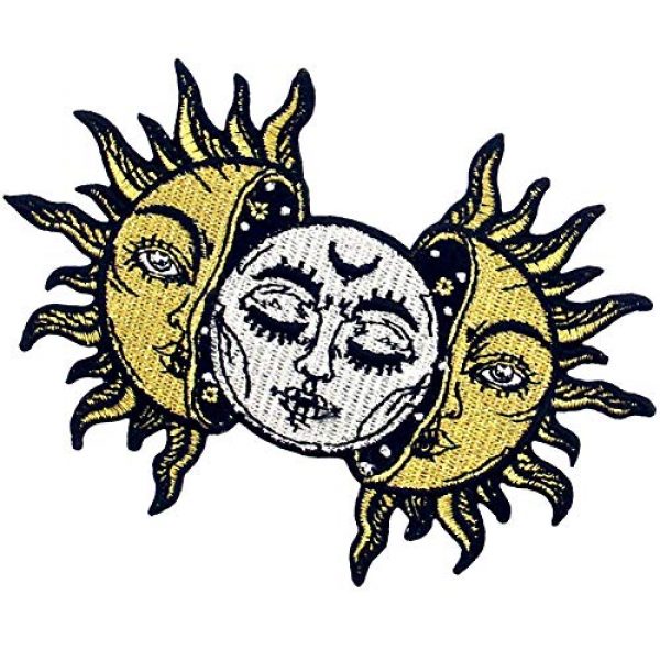 Rocking Planet Airsoft Morale Patch 3 Sun and Moon Patch Embroidered Biker Applique Iron On Sew On Emblem
