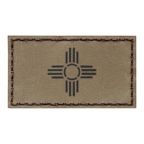 Tactical Freaky Airsoft Morale Patch 1 IR Tan New Mexico Zia Sun Flag Coyote Brown 2x3.5 Infrared IFF Tactical Morale Touch Fastener Patch
