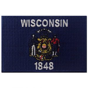 EmbTao Airsoft Morale Patch 1 Wisconsin State Flag Embroidered Emblem Iron On Sew On WI Patch