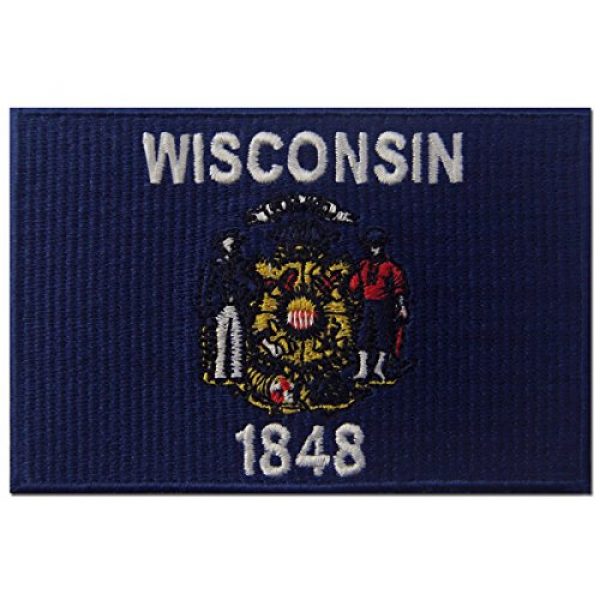 EmbTao Airsoft Morale Patch 1 Wisconsin State Flag Embroidered Emblem Iron On Sew On WI Patch