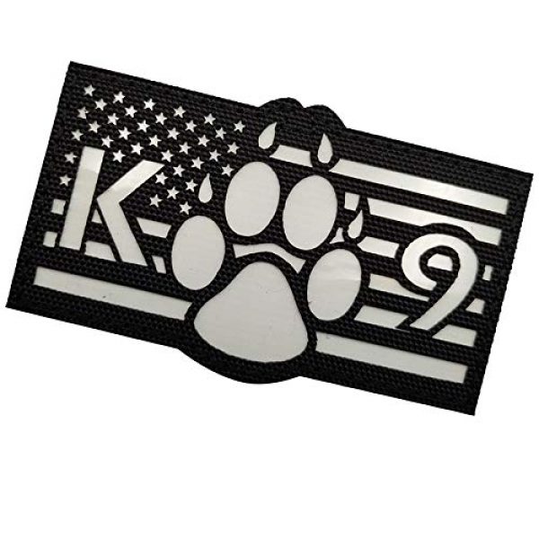 APBVIHL Airsoft Morale Patch 6 Glow in Dark USA Flag K9 Dog Handler Paw K-9 Tactical Morale Fastener Patch, Hook and Loop Backing for Harness Vest, Bundle 2 Pieces, 3.54 x 2.17 Inch