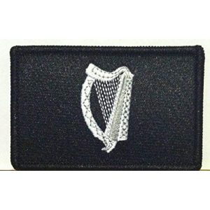 Fast Service Designs Airsoft Morale Patch 1 Irish Ireland Flag Embroidered with Hook & Loop Patch MC Biker Morale Tactical Shoulder Black & White Emblem Black Border #05
