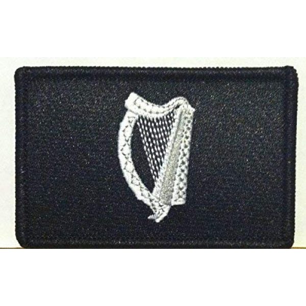 Fast Service Designs Airsoft Morale Patch 1 Irish Ireland Flag Embroidered with Hook & Loop Patch MC Biker Morale Tactical Shoulder Black & White Emblem Black Border #05