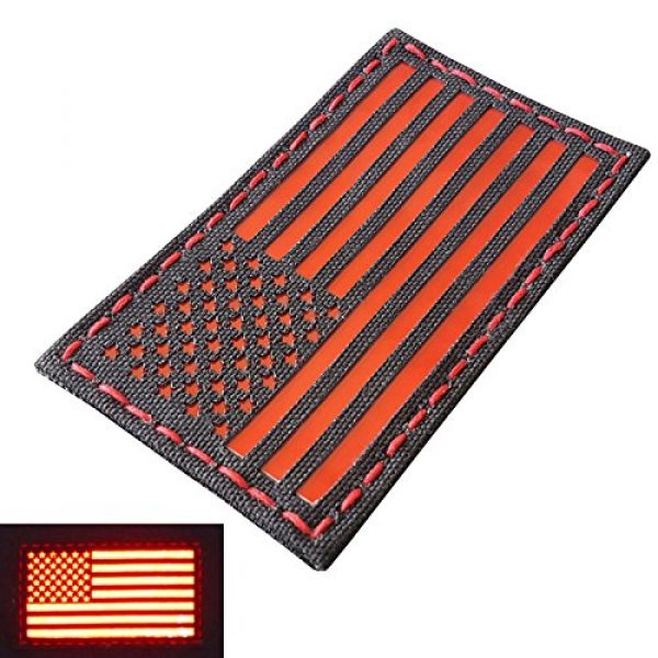 Tactical Freaky Airsoft Morale Patch 3 Reflective Red 3.5x2 USA American Flag Tactical Morale Uniform Fastener Patch