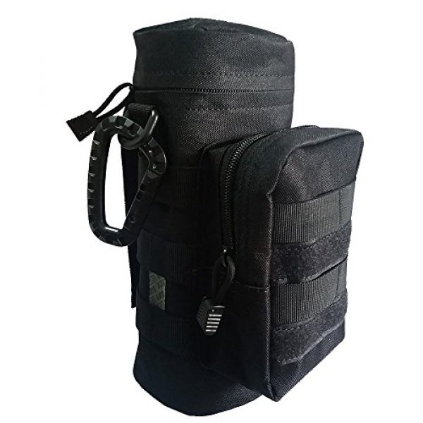 LefRight Tactical Pouch 1 LefRight Black Outdoor Tactical Backpack MOLLE Gear EDC Water Bottle Pouch with Carabiner