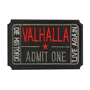 Morton Home Airsoft Morale Patch 1 Morton Home Ticket to Valhalla Admit One Die Historic Live Again 3D Embroidered Tactical Morale Badge Hook & Loop Patch (Black)