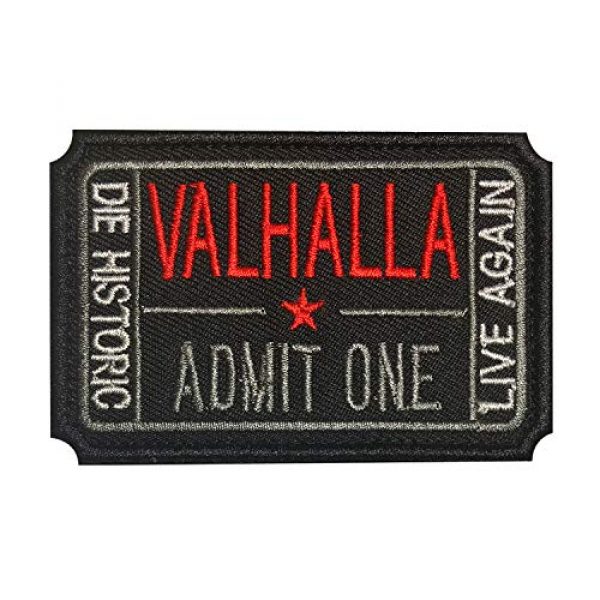 Morton Home Airsoft Morale Patch 1 Morton Home Ticket to Valhalla Admit One Die Historic Live Again 3D Embroidered Tactical Morale Badge Hook & Loop Patch (Black)
