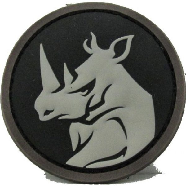 MilSpec Monkey Airsoft Morale Patch 1 Rhino Head Morale Patch - PVC (Black (SWAT))