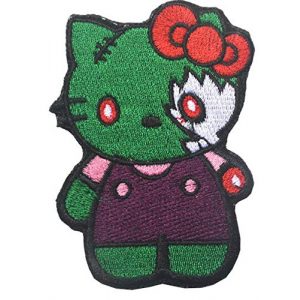 Tactical Embroidery Patch Airsoft Morale Patch 1 Hello Kitty As Green Zombie Tactical Embroidery Patch Hook & Loop Morale Patch Military Patch for Clothing Accessory Backpack Armband