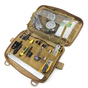 WYNEX Tactical Pouch 1 WYNEX Tactical Molle Admin Pouch, Upgrade Material Semi-Hidden Zipper & 1000D Tough Nylon EDC Utility Pouches Tools Bag EMT Utility Map Pocket, IFAK Pack Include U.S.A Flag Patch