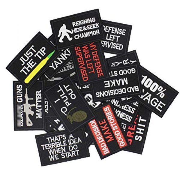 N/M Airsoft Morale Patch 7 ZHDTW Assorted 20pcs Tactical Morale Patches Letters with Hook and Loop Patches for Backpack Clothing Bags Uniforms (DT035)