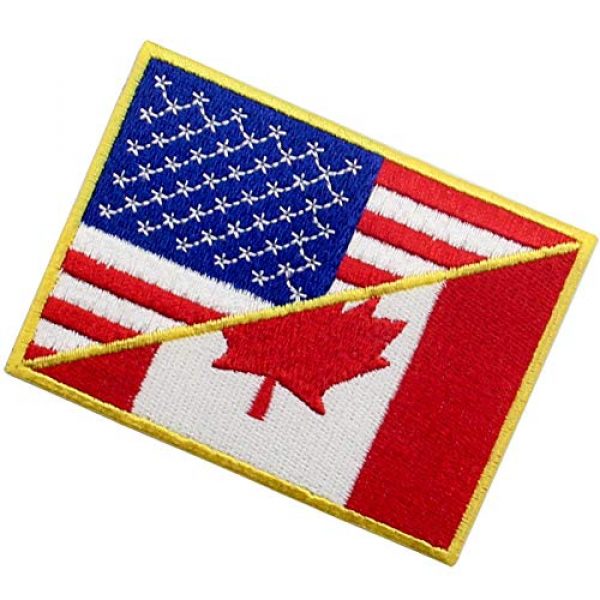 EmbTao Airsoft Morale Patch 4 USA American United State Canada Flag Patch Embroidered Applique Iron On Sew On Emblem, Red & Black