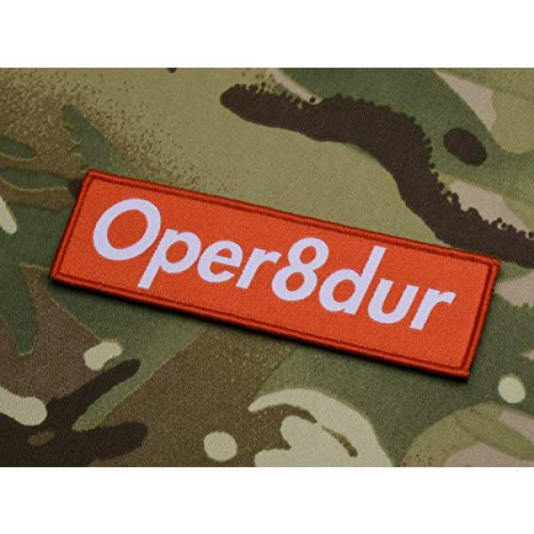 BritKitUSA Airsoft Morale Patch 2 Oper8dur Woven Morale Patch Supreme Parody Milsim Larperator LARP Operator Hook and Loop Backing