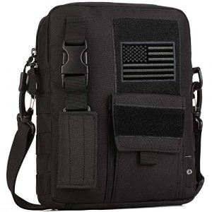 Protector Plus Tactical Pouch 1 Protector Plus Tactical Messenger Bag Men Military MOLLE Crossbody Pack Key Holder Bag Tool Briefcase Assault Gear Handbag Outdoor Utility Carry Satchel (Patch Included)
