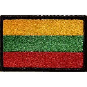 Fast Service Designs Airsoft Morale Patch 1 Lithuania Flag Embroidered Patch with Hook & Loop Morale Tactical Emblem Black Border