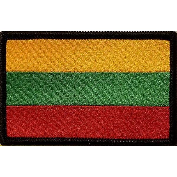 Fast Service Designs Airsoft Morale Patch 1 Lithuania Flag Embroidered Patch with Hook & Loop Morale Tactical Emblem Black Border