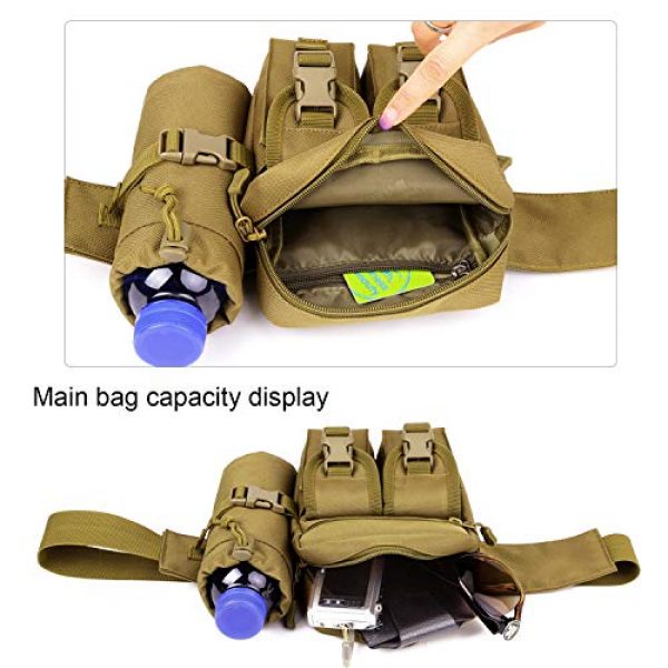 Protector Plus Tactical Pouch 6 Protector Plus Tactical Fanny Pack with Detachable Water Bottle Holder Pouch Military Running Waist Bag Sling Hip Belt MOLLE Army Lumbar Gear Pocket