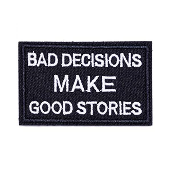 ZHDTW Airsoft Morale Patch 1 ZHDTW Tactical Morale Decorative Patches Letter with Hook Loop Bad Decision Makes Good Stories (DT044)