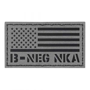 Tactical Freaky Airsoft Morale Patch 1 IR Wolf Grey USA Flag BNEG B- Blood Type NKA NKDA Gray Tactical Morale Hook&Loop Patch