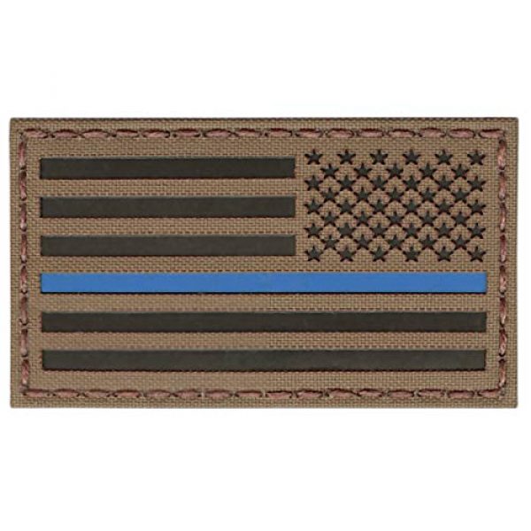 Tactical Freaky Airsoft Morale Patch 1 Coyote Brown Tan IR USA American Reversed Flag 3.5x2 Blue Line IFF Tactical Morale Hook&Loop Patch