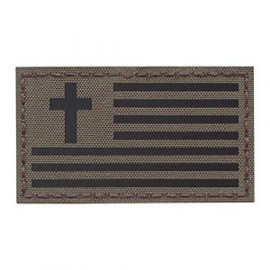 Tactical Freaky Airsoft Morale Patch 1 IR Ranger Green 2x3.5 USA Flag Christian Cross Jesus Christ Crucifix Religion God Infrared Tactical Morale Hook&Loop Patch