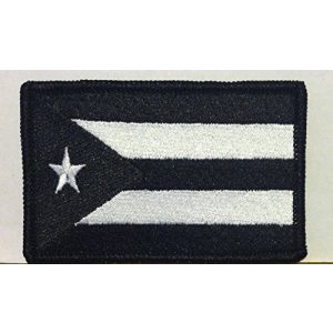 Fast Service Designs Airsoft Morale Patch 1 PUERTO RICO Flag Embroidered Iron-on Patch Black & White Morale Military Emblem Black Border