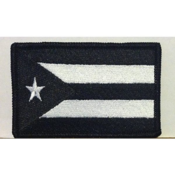 Fast Service Designs Airsoft Morale Patch 1 PUERTO RICO Flag Embroidered Iron-on Patch Black & White Morale Military Emblem Black Border