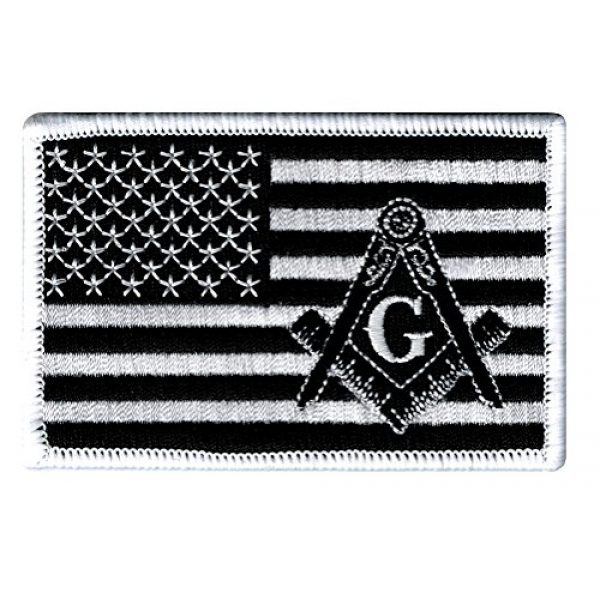 Cypress Collectibles Embroidered Patches Airsoft Morale Patch 1 Masonic Black American Flag Patch Embroidered Iron-On Freemason Square Compass