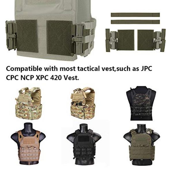 KRYDEX Tactical Pouch 5 KRYDEX Quick Release Buckle Set,Single Point Molle Quick Disconnect Side Entry Conversion with Hoop and Loop for JPC CPC NCP XPC 420 Vest (Ranger Green)