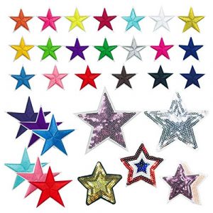 Woohome Airsoft Morale Patch 1 Woohome 31 PCS Assorted Star Iron on Patches Sew on Patches Embroidered Appliques for DIY Clothing Accessories
