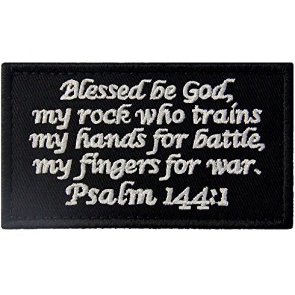 EmbTao Airsoft Morale Patch 1 Tactical Psalm 144:1 BNW Patch Combat Badge Morale Applique Embroidered Fastener Hook & Loop Emblem