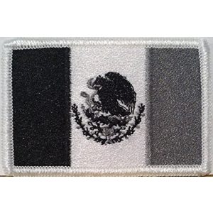 Fast Service Designs Airsoft Morale Patch 1 Mexico Flag Embroidered Patch with Hook & Loop Travel Morale Patriotic Aguila Eagle Mexico Shoulder Mexican Emblem Black, White & Gray Version #530