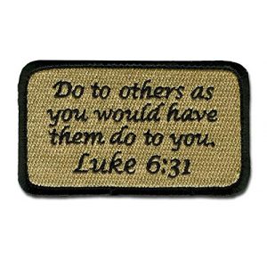 BASTION Airsoft Morale Patch 1 BASTION Morale Patches (Luke 6:31, ACU) | 3D Embroidered Patches with Hook & Loop Fastener Backing | Well-Made Clean Stitching | Military Patches Ideal for Tactical Bag, Hats & Vest