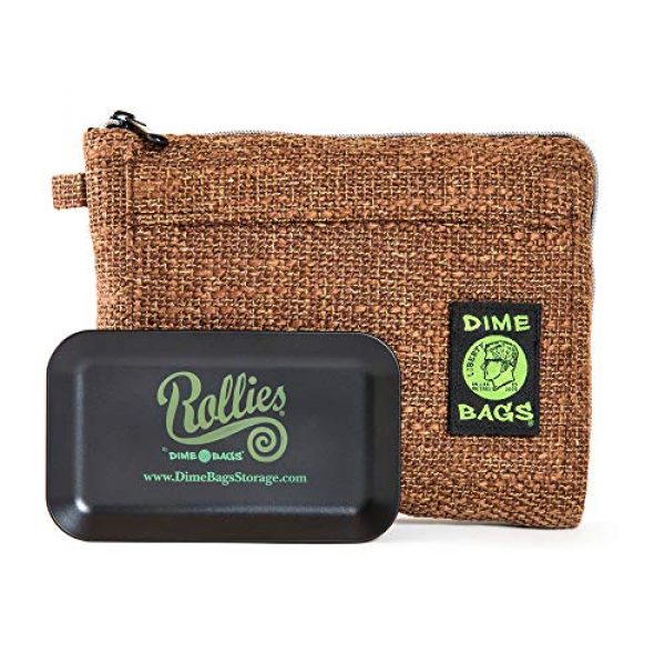 DIME BAGS Tactical Pouch 1 Rollies Pouch -Padded Pouch w/Rolling Tray & Removable Smell Proof Pouch (Brown, 10 in)