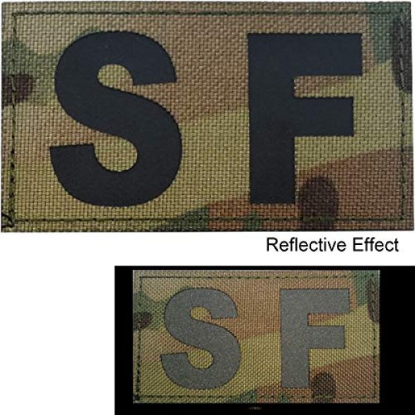 ODSP Airsoft Morale Patch 3 SF Infrared Reflective Patch, IR Military Tactical Morale Armband Badges Sticker Gift Emblem Appliques with Hook and Loop Fastener Attach Sew on Patches, Multicam, 2 Pieces, 3.54 x 1.97 Inch