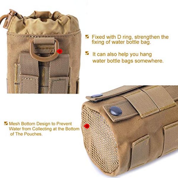 R.SASR Tactical Pouch 3 Upgraded Sports Water Bottles Pouch Bag, Tactical Drawstring Molle Water Bottle Holder Tactical Pouches, Travel Mesh Water Bottle Bag Tactical Hydration Carrier