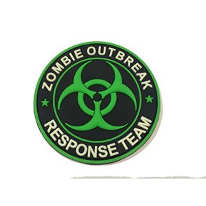 Britkit Airsoft Morale Patch 1 Green PVC Glow in the Dark Zombie Hunting Apocalypse Response Team Permit Tactical Morale Patch(hook/loop) Backed