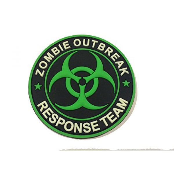 Britkit Airsoft Morale Patch 1 Green PVC Glow in the Dark Zombie Hunting Apocalypse Response Team Permit Tactical Morale Patch(hook/loop) Backed